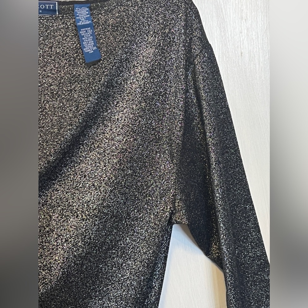 Super Shimmery Black Karen Scott XL Stretch Top - Picture 3 of 12